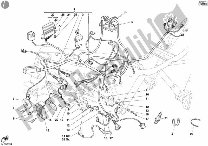 Tutte le parti per il Cablaggio Elettrico del Ducati Supersport 1000 SS 2003